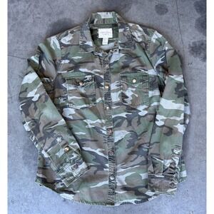 Womens Sz Medium FOREVER 21 Camo Button Up Jacket